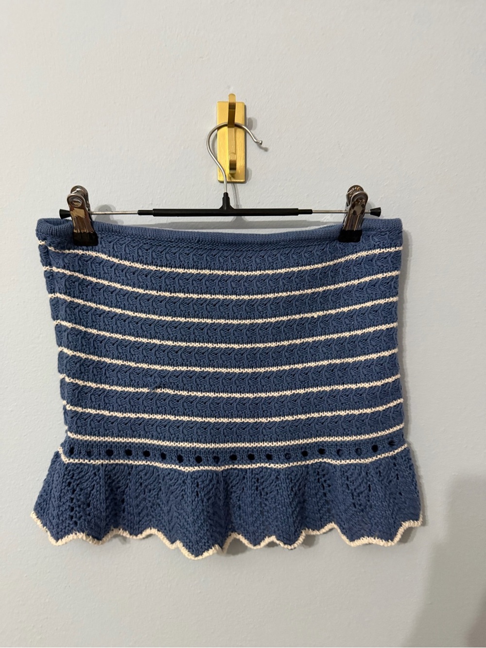 American Eagle Outfitters Blue and White Striped Knit Tube Top
